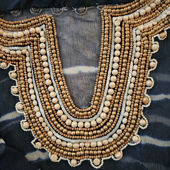 Calypso St. Barth Sheer Black Tunic with Gold Embellishments Medium 100% Silk - Picture 9 of 9